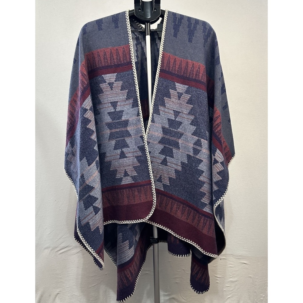 Serra Women's Multicolor Open Front Cardigan/Cape Sweater One Size Aztec Vibe‎